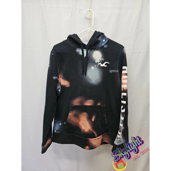 Hollister Other - Hollister Men's Black Hoodie with Red and Blue Paint T-Shirt Spellout Birds L
